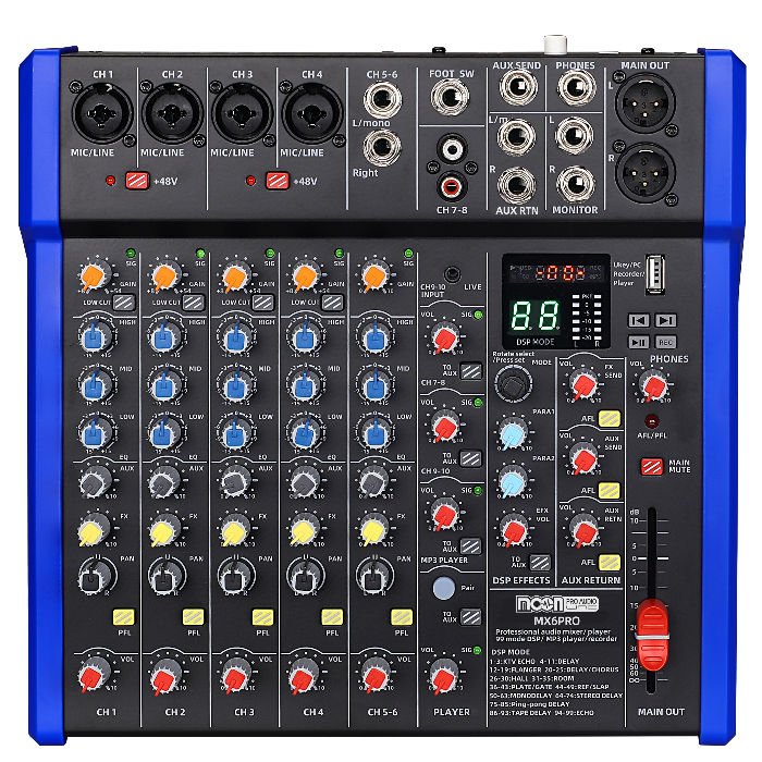 Consola Mixer Moon De 6 Canales Mx6Pro