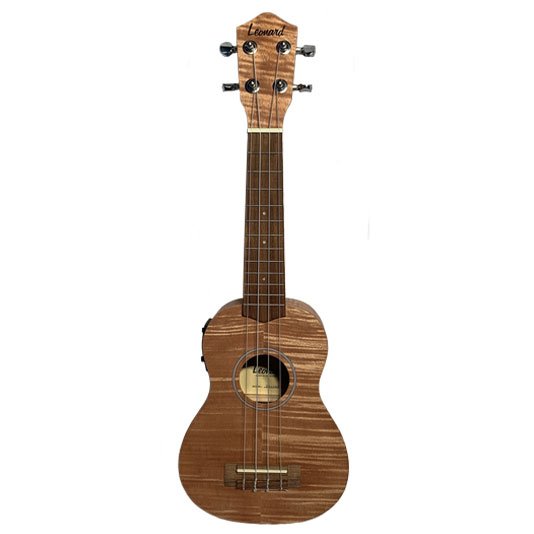 Ukelele Leonard Soprano Quilt Okume 21" Con Eq - Con Cuerdas Aquila Y Funda - Color Natural Mate Uk29Sne