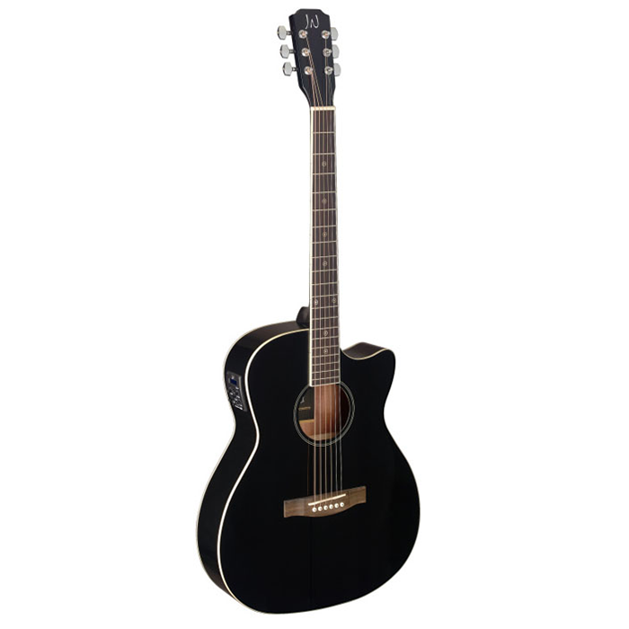 Guitarra Stagg Electroacustica Con Corte-Tapa De Pino Maciza-Clav. Blindadas Eq 5 Bandas-Color Negra Besacebk
