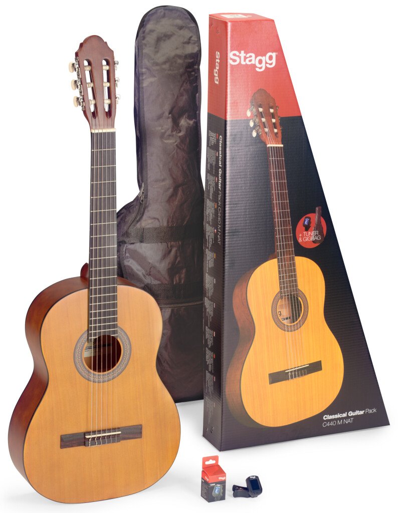 Pack De Guitarra Clasica Stagg + Funda Y Afinador Tipo Pinza C440Mnatpack