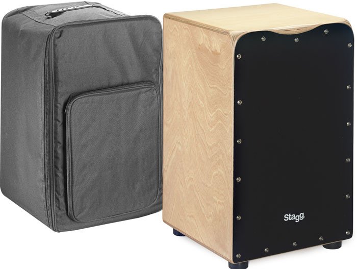 Cajon Stagg Con 2 Pares De Cuerdas Ajustables + Funda Y Llave De Afinar-Tapa Color Negro Caj50Mbk