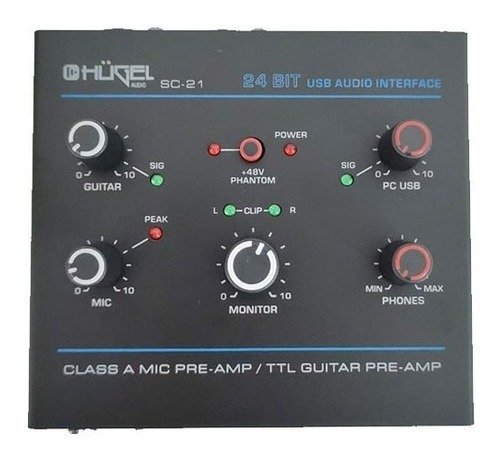 Consola Mixer Interfaz Hügel 2 Canales Pc Usb Guitarra Cuota Sc-21
