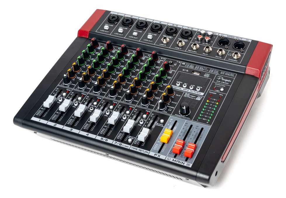 Consola Potenciada Mixer 8 Canales Stereo 150W Kw-Vmx80