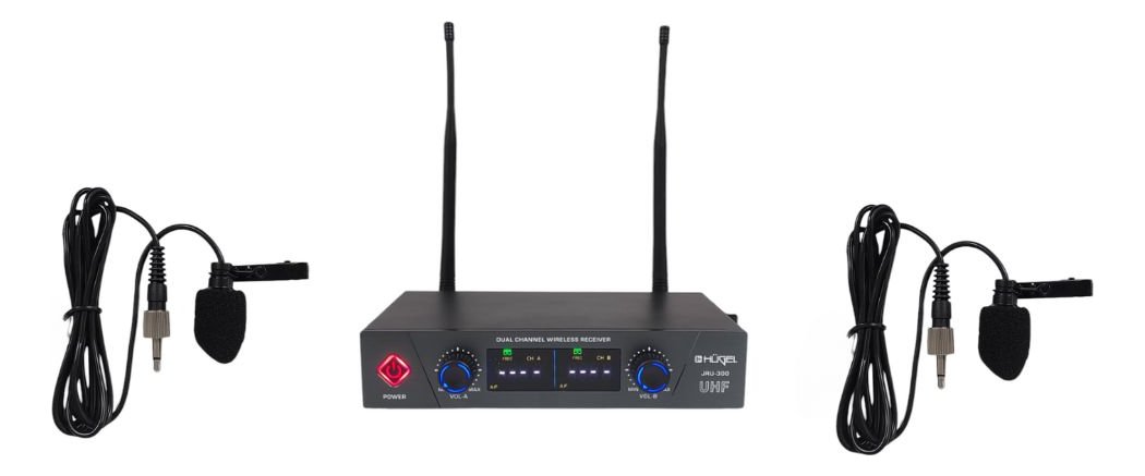 Microfono Inalambrico Dual Uhf Corbatero Hugel Jru-300 Jru-300/Pt-10C/Lt-11A