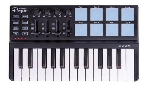 Teclado Controlador Mini Midi Parquer 25 Teclas 8 Pads Usb Mini Midi