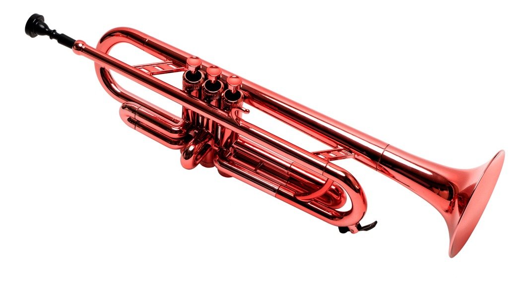 Trompeta Plastico Bb Parquer Roja Metalizada Liviana Funda Ptr-200Rd