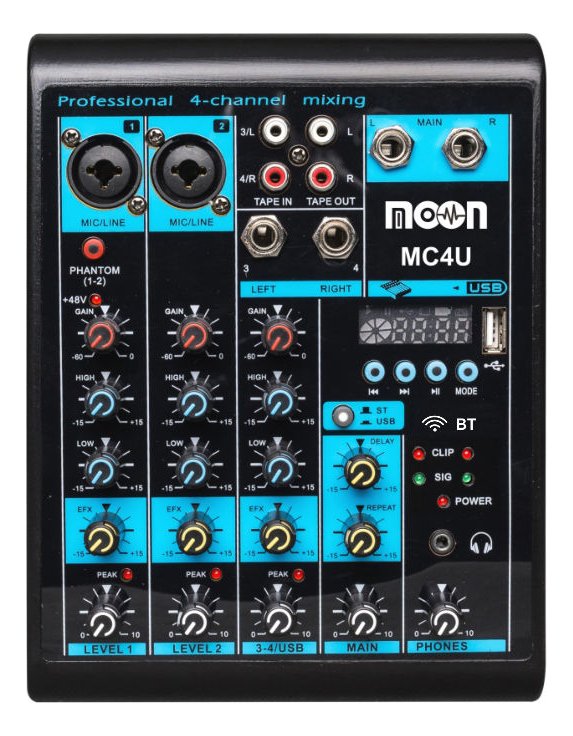 Mixer Interface De 4 Canales Fx Usb Bt Phantom Moon Mc4U Mc4U