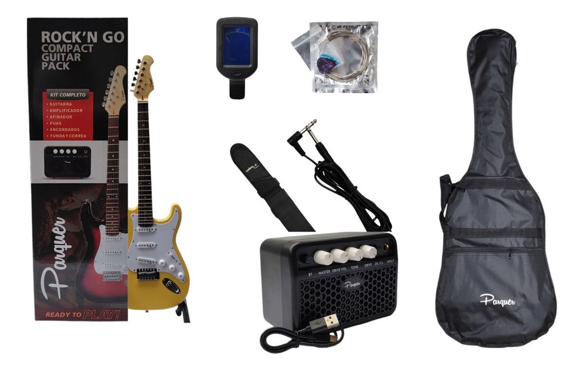 Combo Guitarra Electrica Parquer Strato Roja Amplificador 5W Combost100Ylw