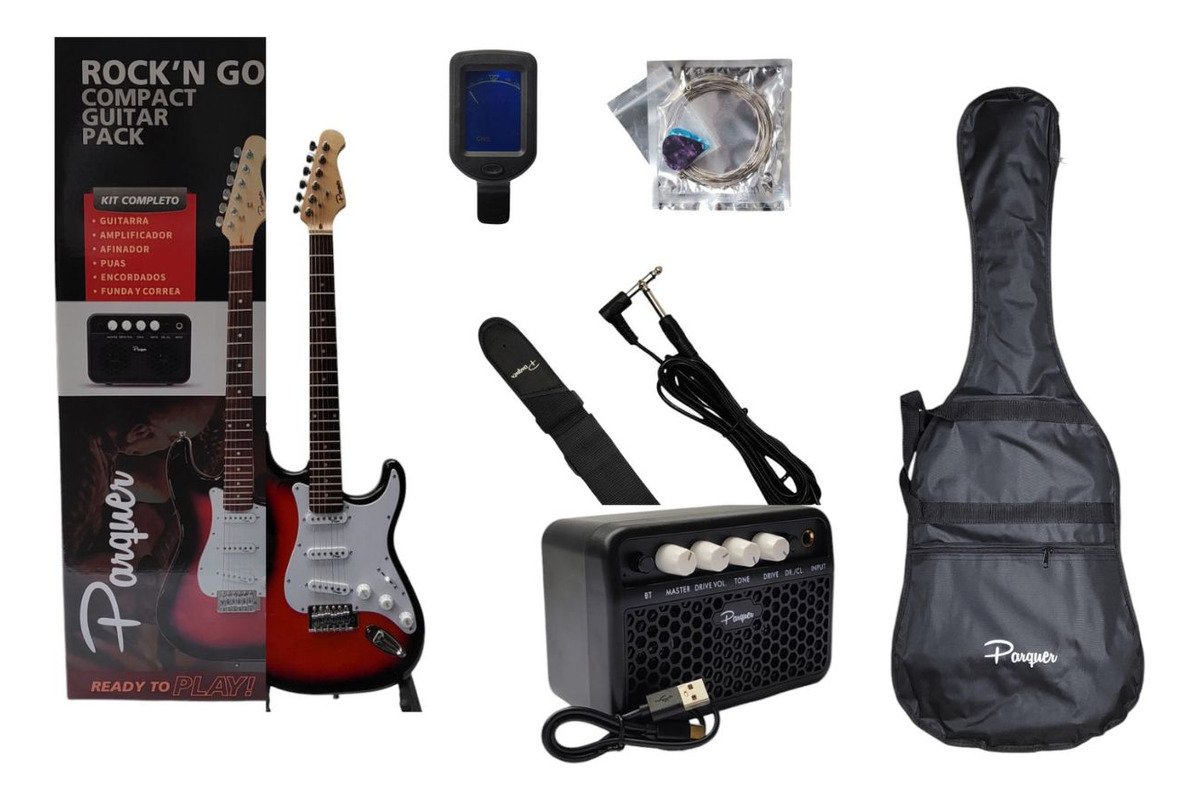 Combo Guitarra Electrica Parquer Strato Roja Amplificador 5W Combost100Sb