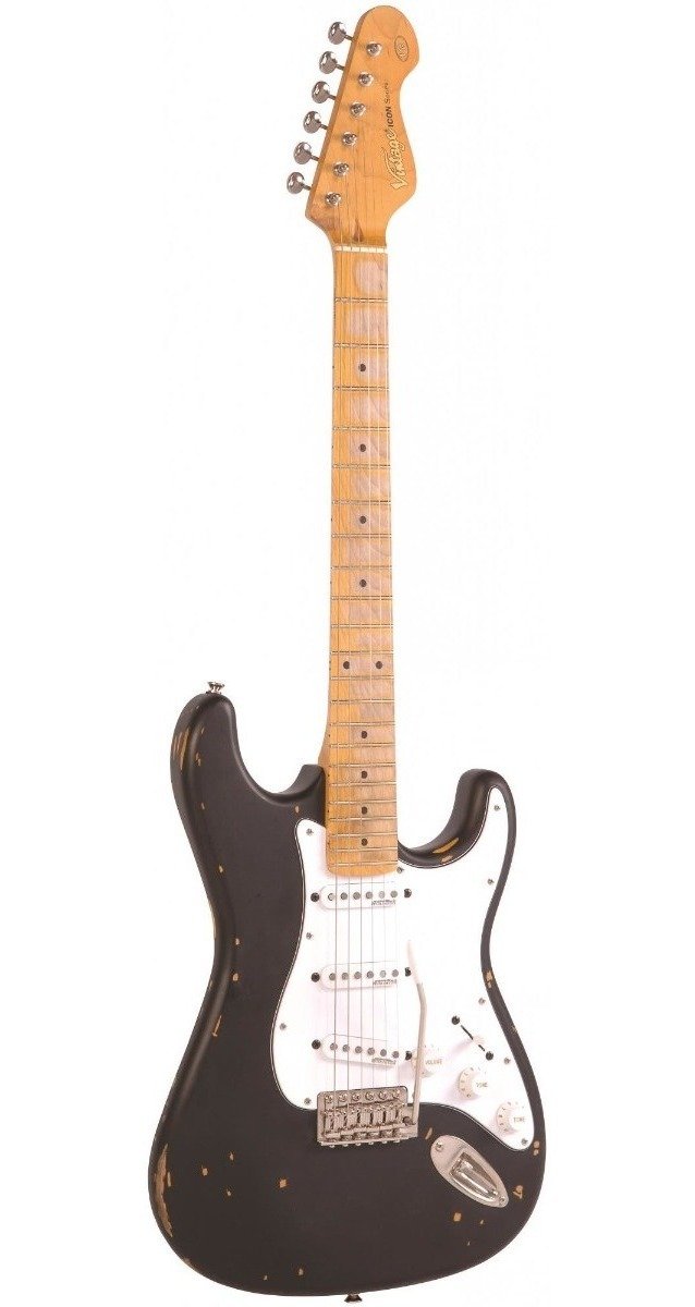 Guitarra Eléctrica Stratocaster Vintage V6 Relic Black V6Mrbk