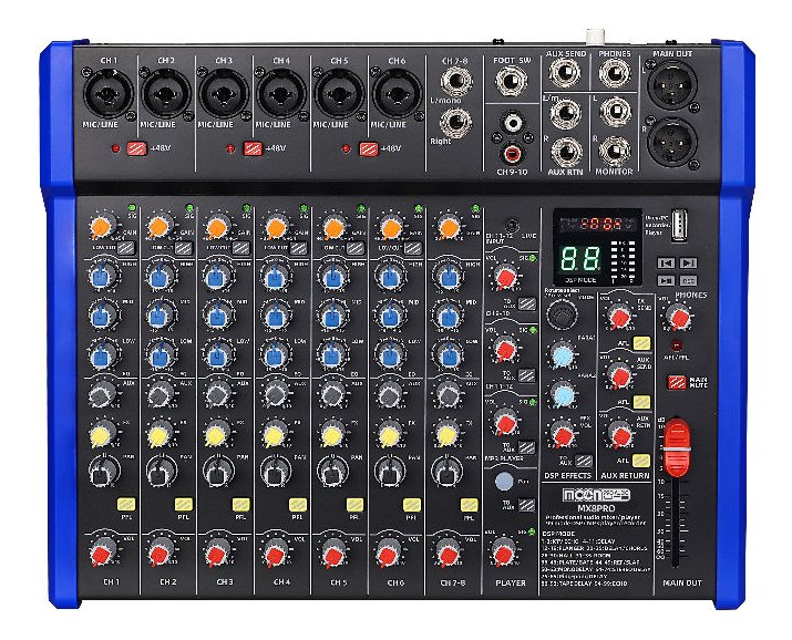 D_883228-MLA81329475318_122024-F.jpg Consola Mixer Moon Mx8Pro 8 Canales-Usb 99 Efec. Bluetooth Mx8Pro - Imagen 1
