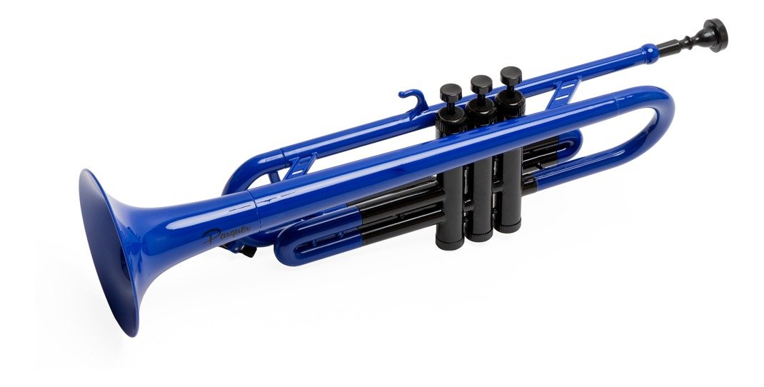 Trompeta De Plastico Bb Parquer Azul Liviana Funda Ptr-100Bl