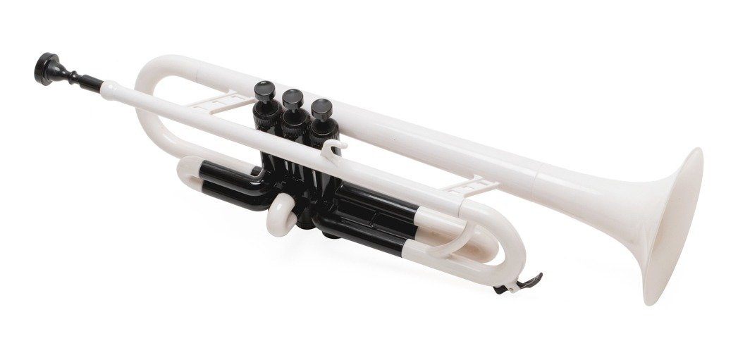 Trompeta De Plastico Bb Parquer Blanca Liviana Funda Ptr-100W
