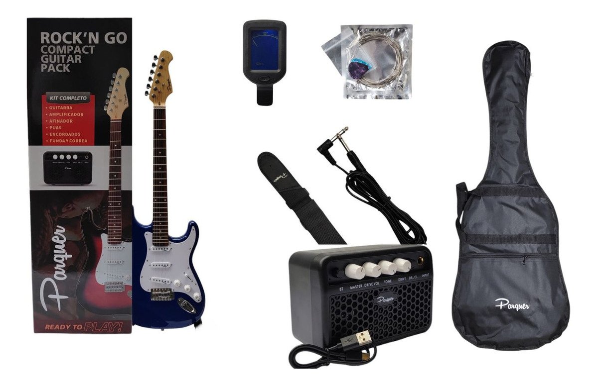 Combo Guitarra Electrica Parquer Strato Roja Amplificador 5W Combost100Blu