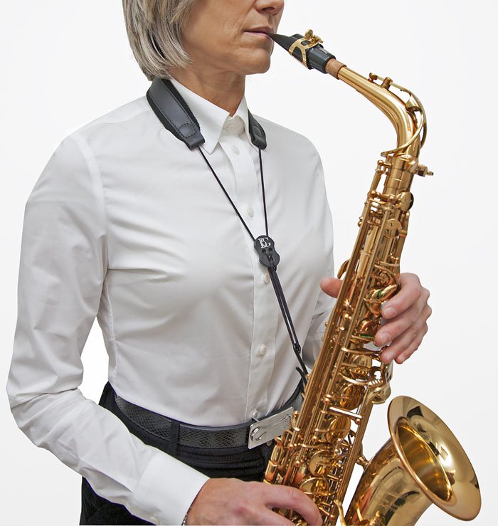 Correa Bg Saxo Alto-Tenor Soga Con Cuello De Cuero Acolchado Con Gancho Metal-Cuero S20M