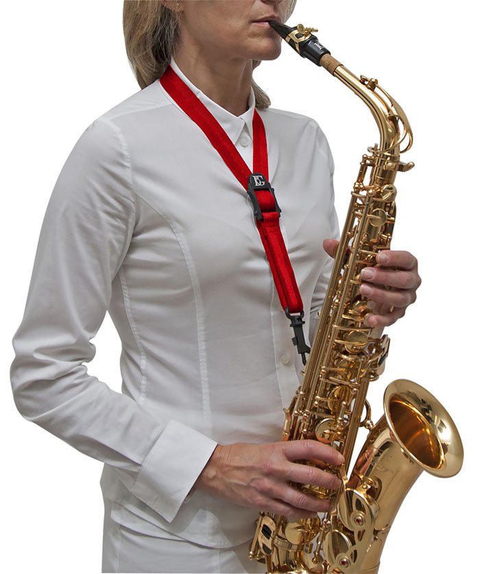 Correa Bg Saxo Alto-Tenor Standard Con Gancho Plastico-Color Rojo S39Sh