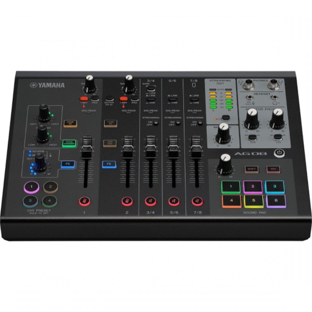 Yamaha Ag08B  Consola Negra De 8 Canales Android Ios +48V Ag08B