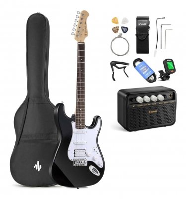 0000000000EC109967315DST-100B-1_400x400.jpg Set Guitarra Electrica Doble Bobina Donner Dst100 Con Amplificador 5W-Funda-Afinador-Color Negra Ec1099 - Imagen 1