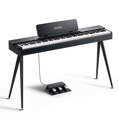 Piano Electrico Donner Oura S100-Soporte-3 Pedales-Polifonia 256-15 Voces-10Wx2-Bluetooth-Negro Ec7134