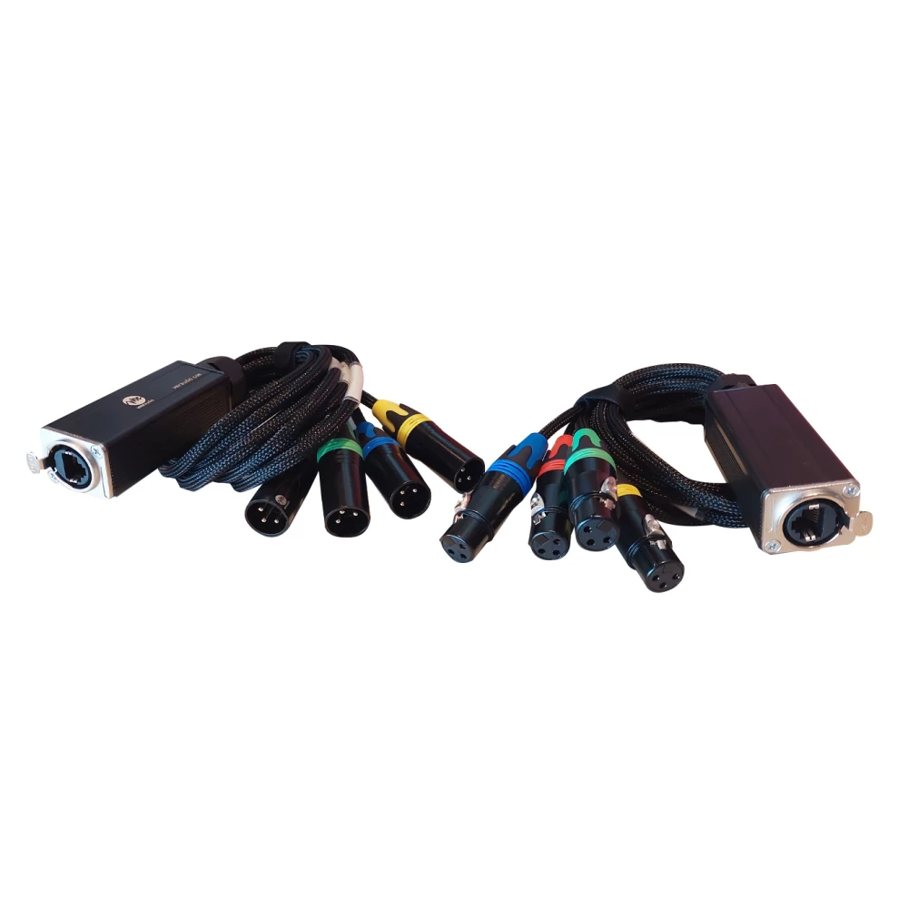 cs-dmx-x4-cat6-mf-1000x1000-1.webp Pack De 2 Cables Adaptadores Rj45 A 4 Xlr Macho Y 4 Xlr Hembra Vmr Cs-Dmx-X4-Cat6-Mf - Imagen 1