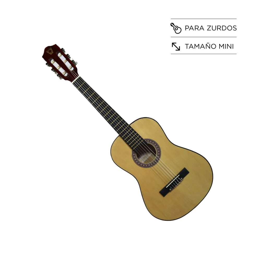 dag-mini-lh-1000x1000-1.webp Guitarra Mini Con Cuerdas De Nylon Para Zurdos Con Funda Wotan Dag-Mini-Lh - Imagen 1