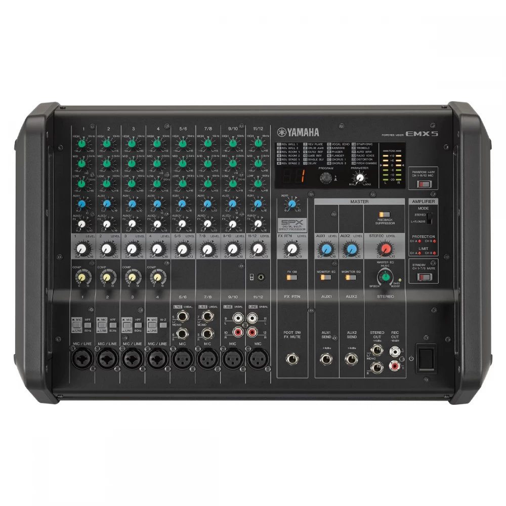 emx5-1000x1000-1.webp Mixer Mezclador Potenciado De Con Efectos Y 630 Watts Yamaha Emx5 - Imagen 1