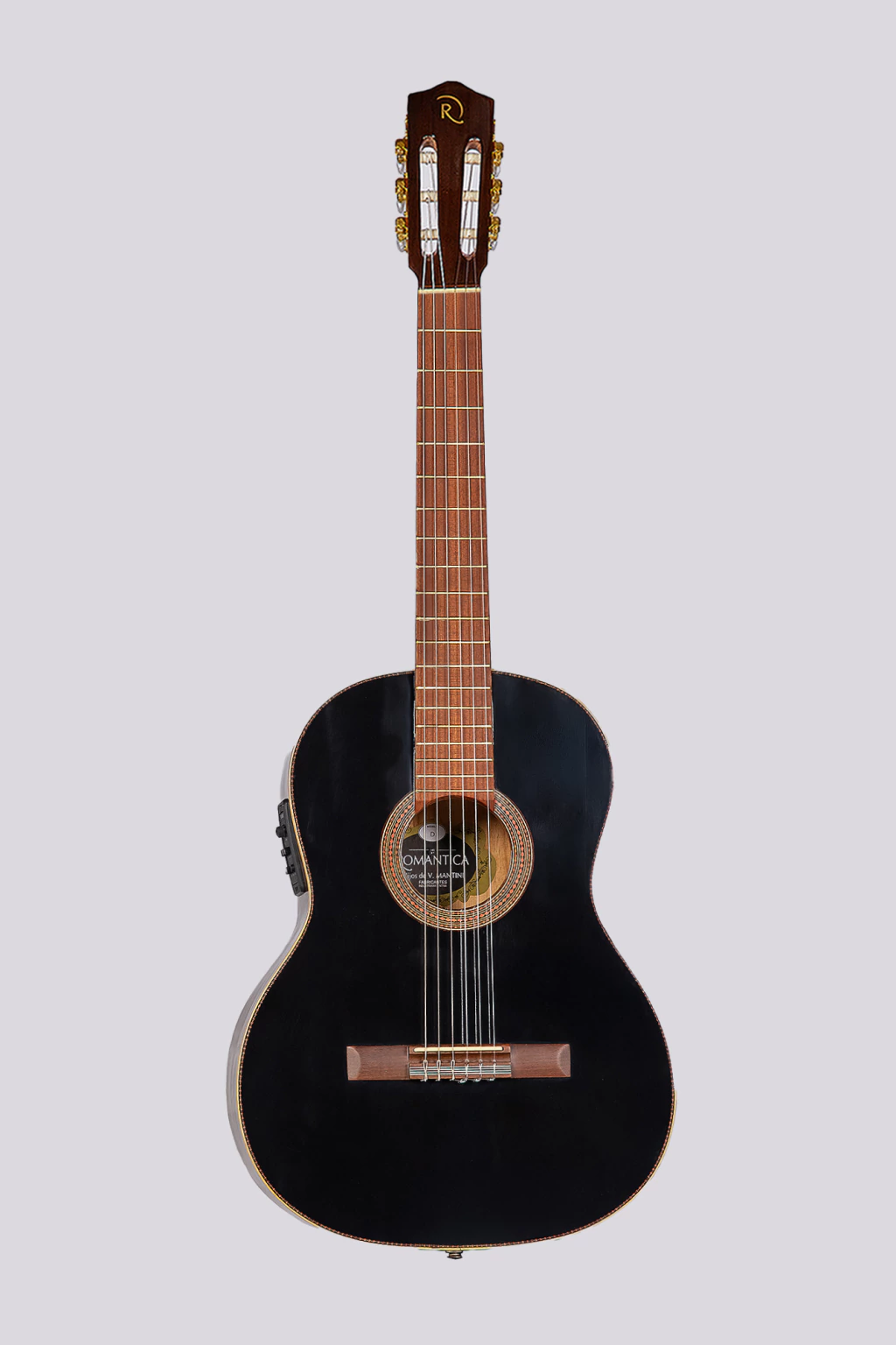 Guitarra Electrocriolla Romantica D De Medio Concierto Con Funda Negra Mate Eq-4T